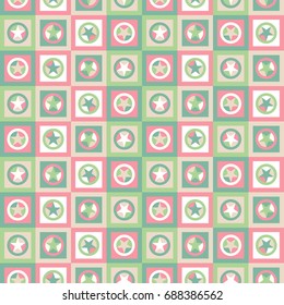 Seamless Geometrical Vector Pattern for Textile Design. Modern Mix of Squares, Stripes and another Shapes in trend colors.