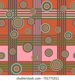 Seamless Geometrical Vector Pattern for Textile Design. Modern Mix of Triangles, Stripes and another Shapes in trend colors.