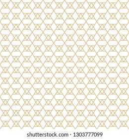Seamless geometrical vector template. Abstract gold linear drawing. Graphic design of a lattice. Vector pattern.