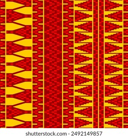 Seamless Geometrical weaving pattern of waterfall on Red and Gold Color Scheme