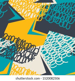 Seamless geometry abstract pattern with wave lines.