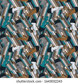 Seamless geometry background. Chaotic cactuses pattern.