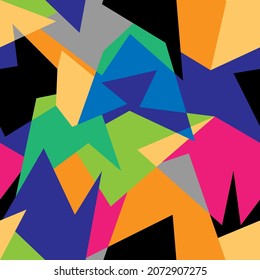 Seamless geometry colorul pattern with curved shapes