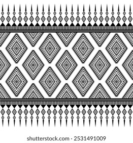 Seamless geometry with diamond shapes in black and white tones