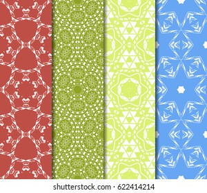 seamless geometry floral pattern set. vector illustration. texture for design wallpaper, pattern fills, fabric