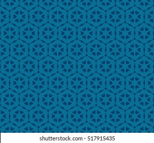 seamless geometry flower pattern. Arabesque. abstract vector illustration. blue color. for design invitation, background, wallpaper