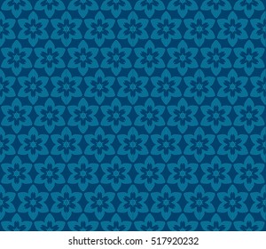 seamless geometry flower pattern. Arabesque. abstract vector illustration. blue color. for design invitation, background, wallpaper