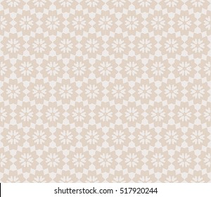 seamless geometry flower pattern. Arabesque. vector illustration. light brown color. for design invitation, background, wallpaper, interior