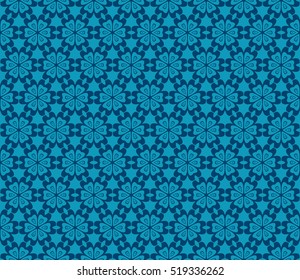 seamless geometry flower pattern. Arabesque. abstract vector illustration. blue color. for design invitation, background, wallpaper