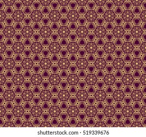 seamless geometry flower pattern. Arabesque. vector illustration. gold on blue. for design invitation, background, wallpaper
