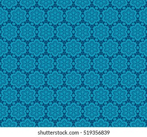 seamless geometry flower pattern. Arabesque. abstract vector illustration. blue color. for design invitation, background, wallpaper