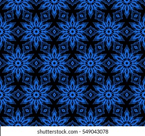 seamless geometry flower pattern. Arabesque. abstract vector illustration. black, blue color. for design invitation, background, wallpaper