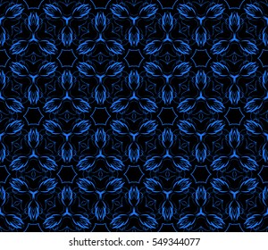seamless geometry flower pattern. Arabesque. abstract vector illustration. black, blue color. for design invitation, background, wallpaper