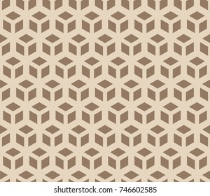 seamless geometry grid graphic deco hexagon pattern vector. Cube Brown background