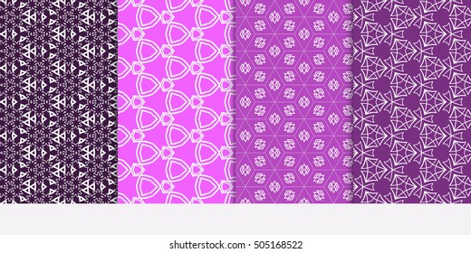 Seamless geometry line patterns set. Vector illustration. Texture for design wallpaper, pattern fills, web page, banner, flyer. Geometry ornament