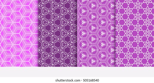 Seamless geometry line patterns set. Vector illustration. Texture for design wallpaper, pattern fills, web page, banner, flyer. Geometry ornament