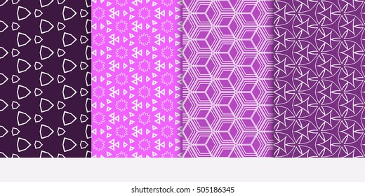 Seamless geometry line patterns set. Vector illustration. Texture for design wallpaper, pattern fills, web page, banner, flyer. Geometry ornament