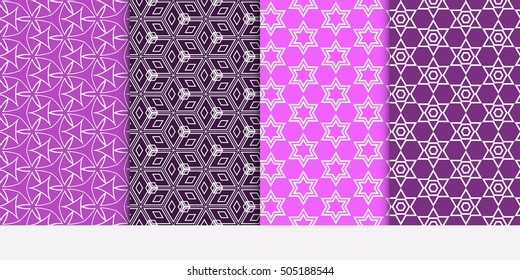 Seamless geometry line patterns set. Vector illustration. Texture for design wallpaper, pattern fills, web page, banner, flyer. Geometry ornament