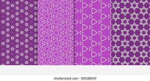 Seamless geometry line patterns set. Vector illustration. Texture for design wallpaper, pattern fills, web page, banner, flyer. Geometry ornament