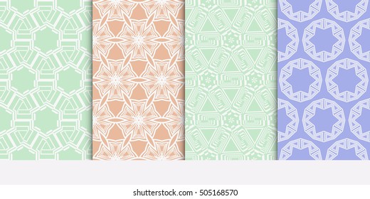 Seamless geometry pattern set. Pastel color. Vector illustration. For design wallpaper, pattern fills, web page, banner, innovation