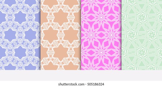 Seamless geometry pattern set. Pastel color. Vector illustration. For design wallpaper, pattern fills, web page, banner, innovation