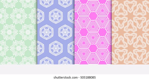 Seamless geometry pattern set. Pastel color. Vector illustration. For design wallpaper, pattern fills, web page, banner, innovation