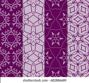 seamless geometry pattern set. vector illustration. texture for design wallpaper, pattern fills, fabric. purple color