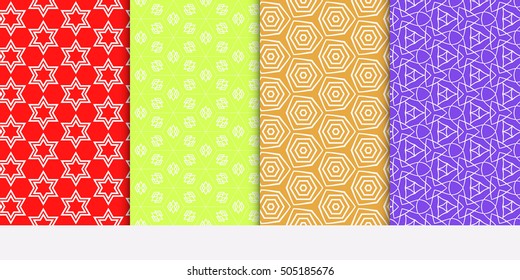 Seamless geometry patterns set. Vector illustration. Texture for design wallpaper, pattern fills, web page, banner, flyer. Geometry ornament