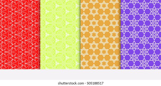 Seamless geometry patterns set. Vector illustration. Texture for design wallpaper, pattern fills, web page, banner, flyer. Geometry ornament