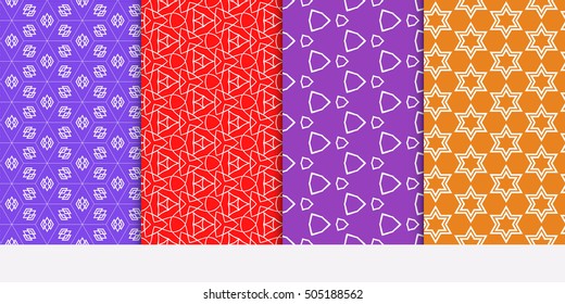 Seamless geometry patterns set. Vector illustration. Texture for design wallpaper, pattern fills, web page, banner, flyer. Geometry ornament