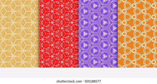 Seamless geometry patterns set. Vector illustration. Texture for design wallpaper, pattern fills, web page, banner, flyer. Geometry ornament