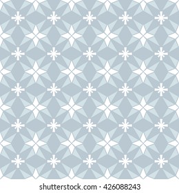 Seamless geometry vector flower pattern in blue background
