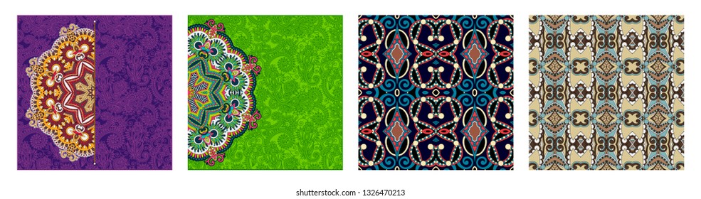 seamless geometry vintage pattern, ethnic style ornamental background, ornate floral decor for fabric design, endless texture, vector illustration