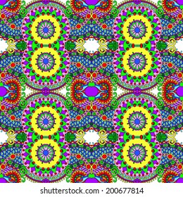 seamless geometry vintage pattern, ethnic style ornamental background, ornate floral decor for fabric design, endless texture