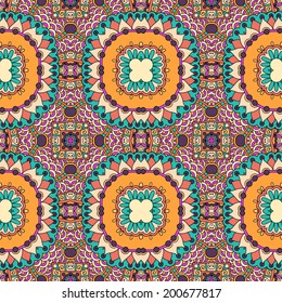 seamless geometry vintage pattern, ethnic style ornamental background, ornate floral decor for fabric design, endless texture