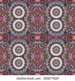 seamless geometry vintage pattern, ethnic style ornamental background, ornate floral decor for fabric design, endless texture