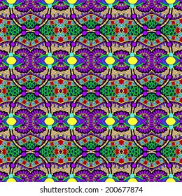 seamless geometry vintage pattern, ethnic style ornamental background, ornate floral decor for fabric design, endless texture