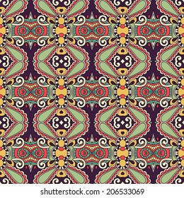 seamless geometry vintage pattern, ethnic style ornamental background, ornate floral decor for fabric design, endless texture