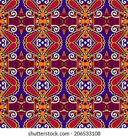 seamless geometry vintage pattern, ethnic style ornamental background, ornate floral decor for fabric design, endless texture