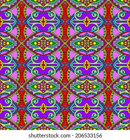 seamless geometry vintage pattern, ethnic style ornamental background, ornate floral decor for fabric design, endless texture