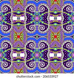 seamless geometry vintage pattern, ethnic style ornamental background, ornate floral decor for fabric design, endless texture