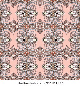seamless geometry vintage pattern, ethnic style ornamental background, ornate floral decor for fabric design, endless texture