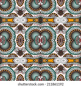 seamless geometry vintage pattern, ethnic style ornamental background, ornate floral decor for fabric design, endless texture