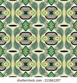 seamless geometry vintage pattern, ethnic style ornamental background, ornate floral decor for fabric design, endless texture