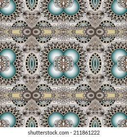 seamless geometry vintage pattern, ethnic style ornamental background, ornate floral decor for fabric design, endless texture