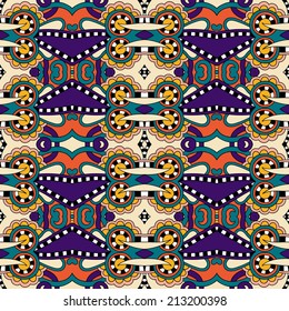 seamless geometry vintage pattern, ethnic style ornamental background, ornate floral decor for fabric design, endless texture