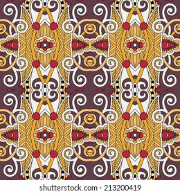 seamless geometry vintage pattern, ethnic style ornamental background, ornate floral decor for fabric design, endless texture