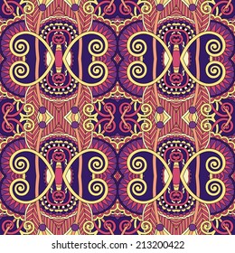 seamless geometry vintage pattern, ethnic style ornamental background, ornate floral decor for fabric design, endless texture