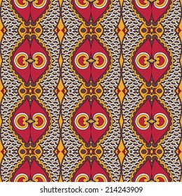 seamless geometry vintage pattern, ethnic style ornamental background, ornate floral decor for fabric design, endless texture, vector illustration