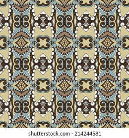 seamless geometry vintage pattern, ethnic style ornamental background, ornate floral decor for fabric design, endless texture, vector illustration